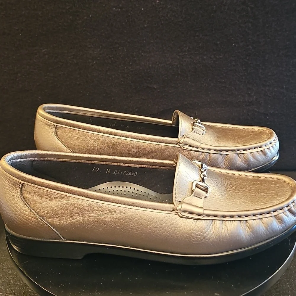 SAS Metro Pewter Leather‎ Loafer With Horsebit Detail